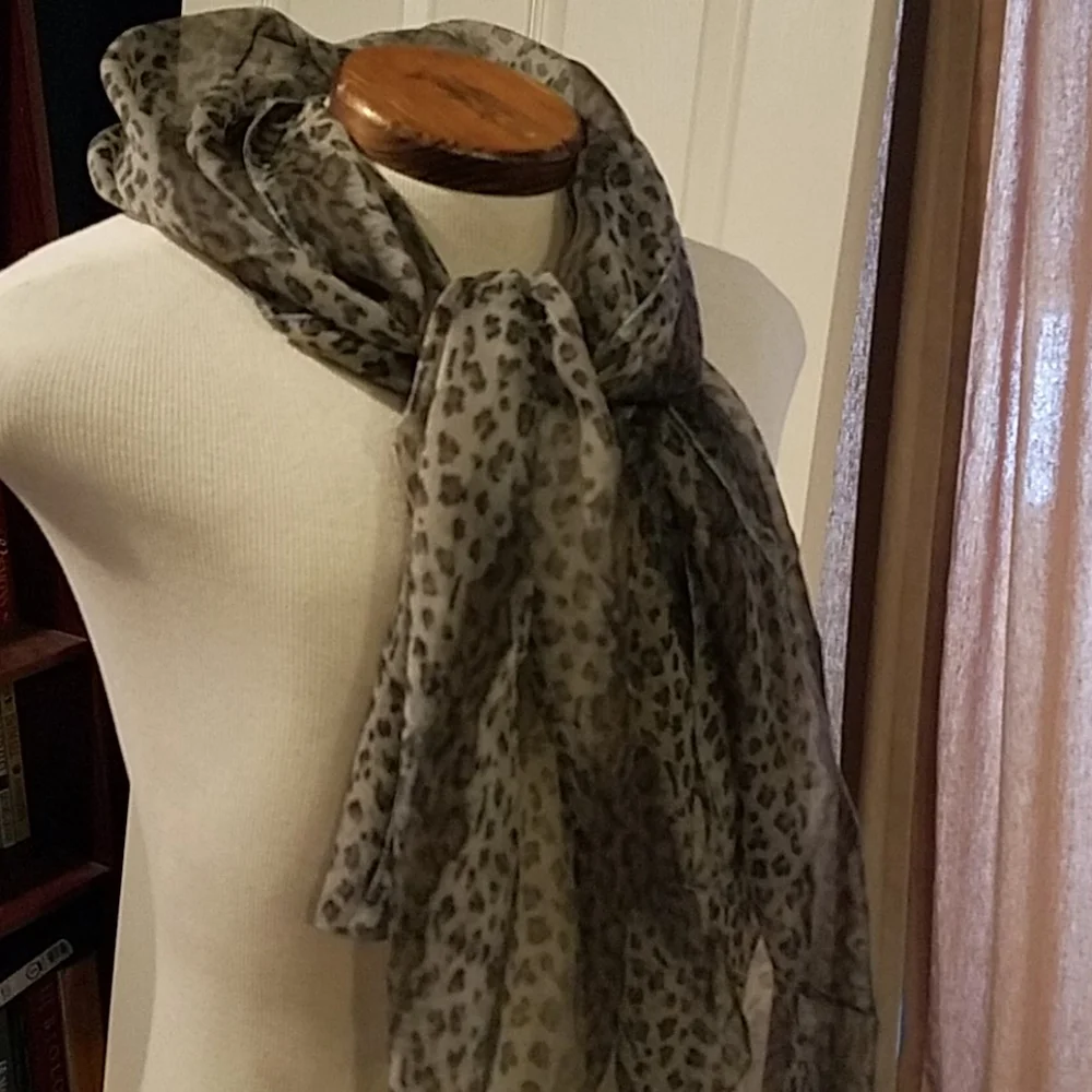 Sheer Animal Print Scarf Wrap 20x65